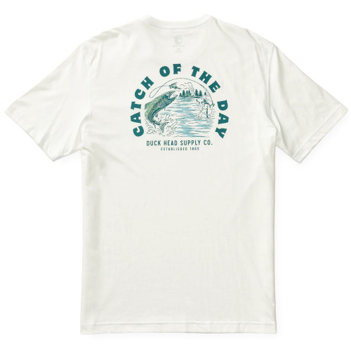 Men's Duck Head Catch Of The Day T-Shirt White Back View Flat