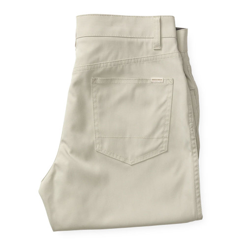 Men's Duck Head Long Drive Performance Pants Stone Side Folded Flat View