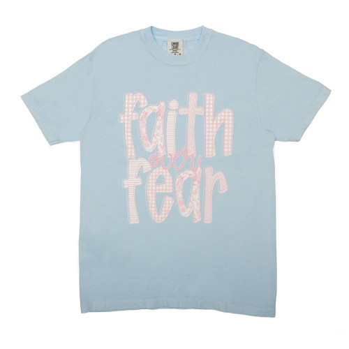 Women's Dash Forward Faith Over Fear Graphic T-Shirt Chambray Main