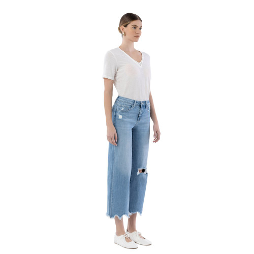 Women's Vervet High Rise Distressed Crop Wide Leg Jeans - Spellbindingly Side Model View