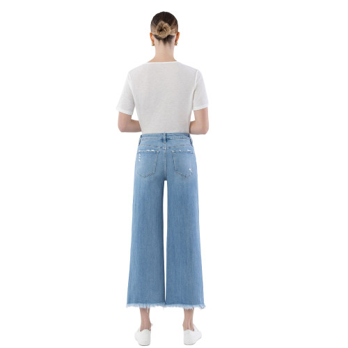 Women's Vervet High Rise Distressed Crop Wide Leg Jeans - Spellbindingly Back Model View