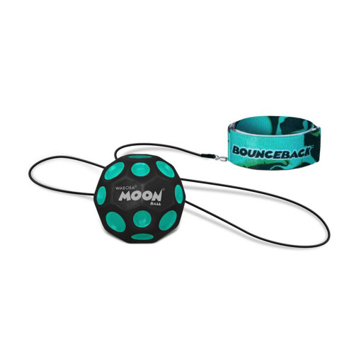 Waboba Bounceback Moon Ball With Leash - Assorted Blue Black