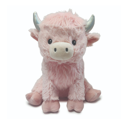 Warmies Highland Cow Stuffed Animal - Pink Front View