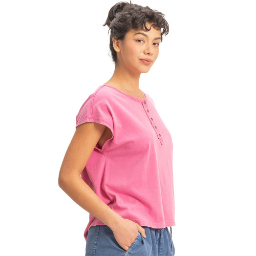 Women's Double Zero Henley Neck Cap Sleeve Shirt | Eagle Eye