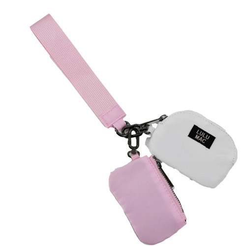 Lulu Mac Double Pouch Wristlet Pink White Main Image