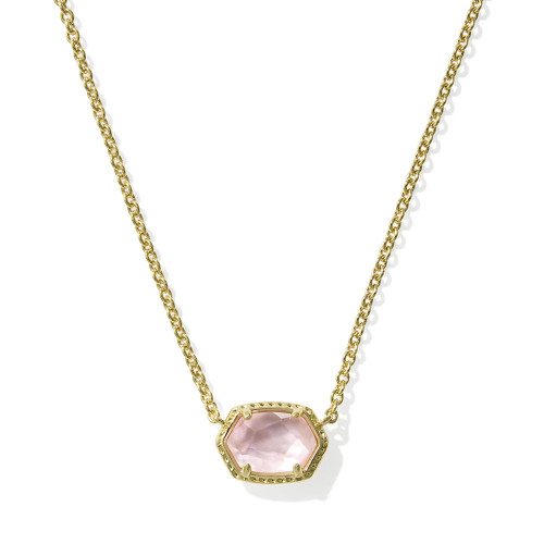 Kendra Scott Daphne Frame Gold Short Pendant Necklace - Light Pink