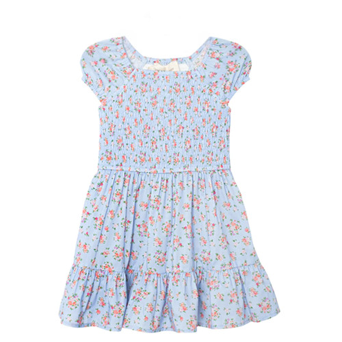 Toddler Girls' Mabel + Honey Delia Cap Sleeve Dress - Blue Front View
