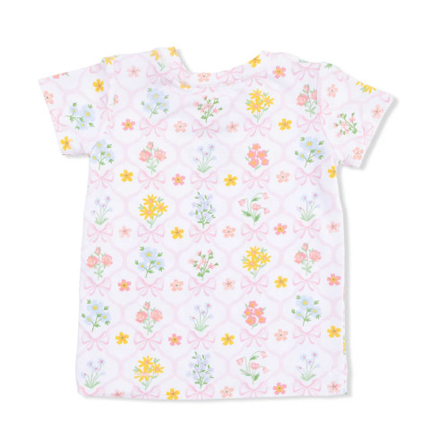 Girls' Angel Dear Loungewear Set Spring Bloom Bow Trellis Back View Of Top