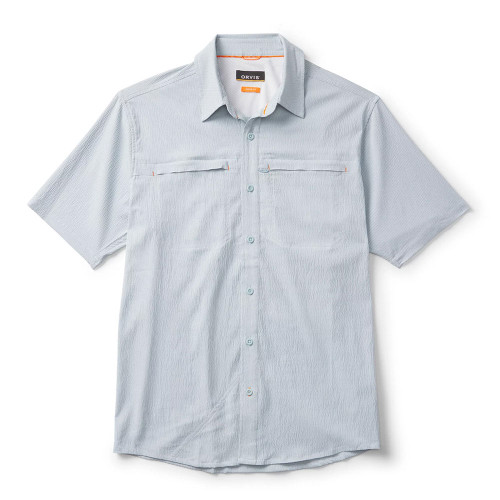 Men's Orvis Open Air Caster Short Sleeve Button Up Shirt Mineral Blue White Main