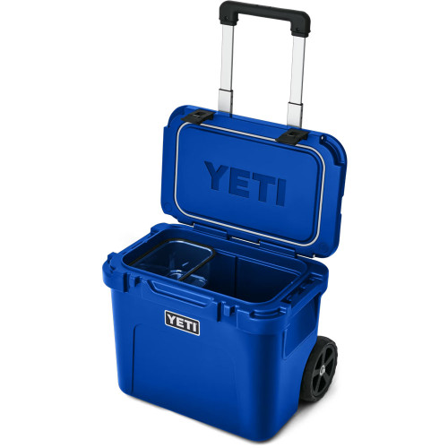 YETI Roadie 32 Wheeled Cooler - Royal Blue Angled Open