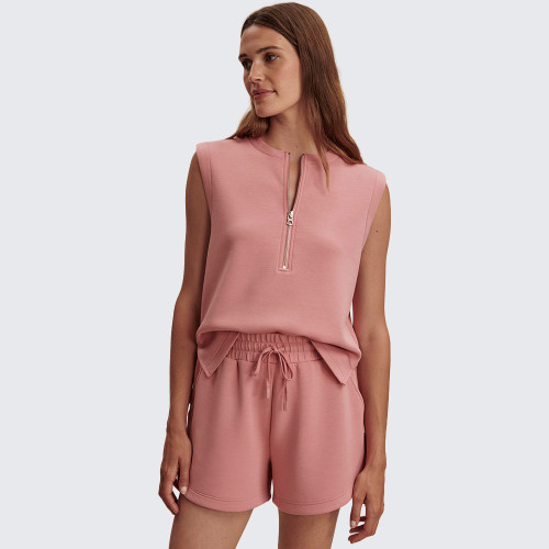 Women's Varley Coulter High Rise Shorts Brandy Rose Pink Front Model View