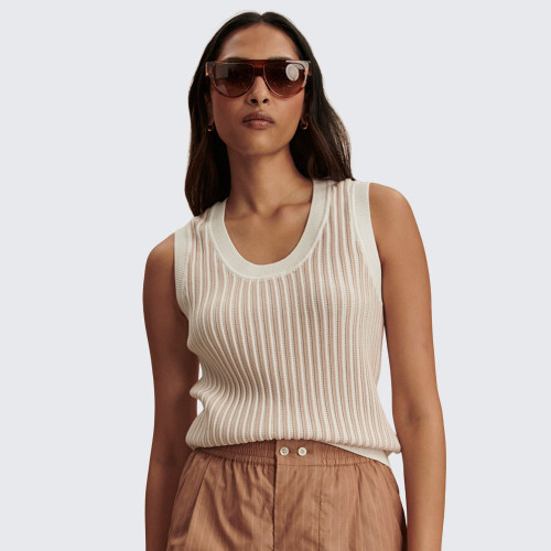 Women's Varley Aldcroft Stitch Knit Tank Top - Snow White | Eagle