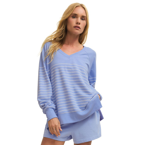 Women's Z Supply Active Weekender Stripe V-Neck Sweatshirt | Eagle