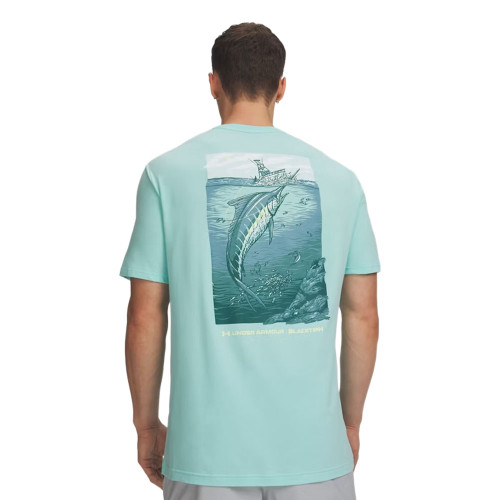 Men's Under Armour BlacktipH Fish Species Neo Turquoise Blue T-Shirt