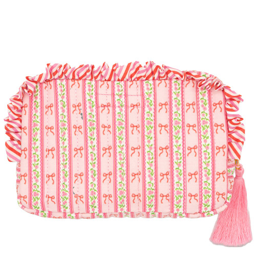 Simply Southern Quilted Cosmetic Bag Blush Stripe Front Of Product