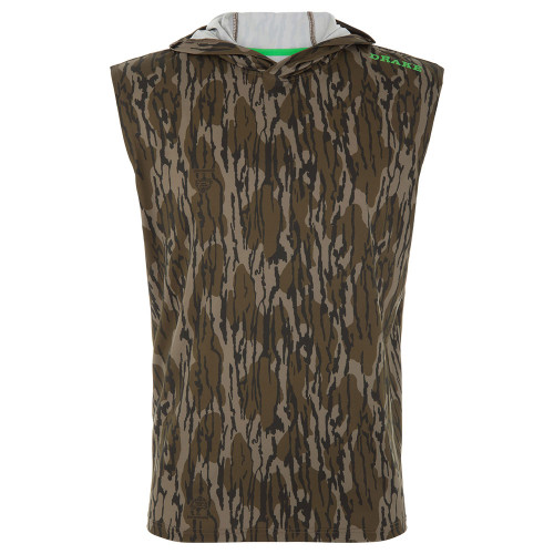 Men's Drake Lakeshore Performance Sleeveless Hoodie Mossy Oak Bottomland Main
