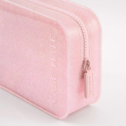 Case-Mate Jelly Pouch Makeup Ballet Pink Twinkle Bag zipper