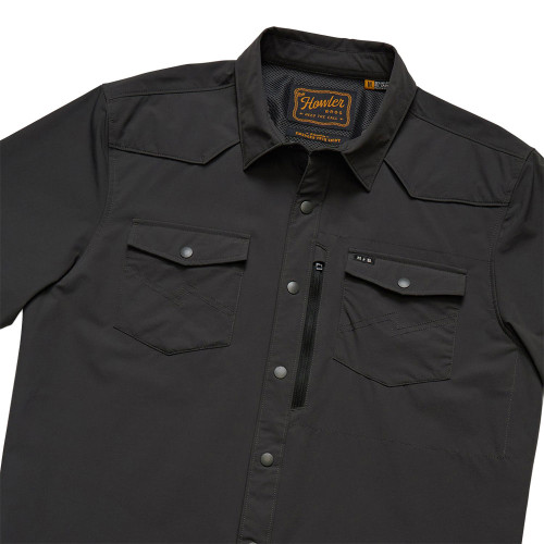 Men's Howler Bros Short Sleeve Emerger Tech Shirt - Antique Black Front Detail