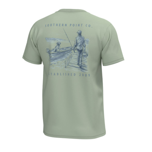 Men's Southern Point Docked Boat T-Shirt - Smoke Green Back Of The Shirt