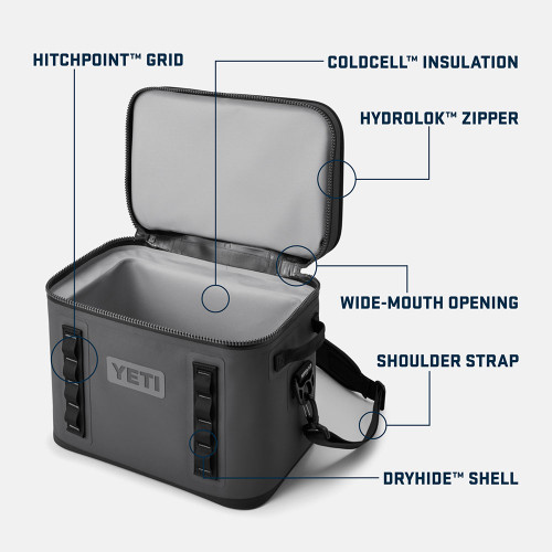 YETI Hopper Flip 18 Soft Charcoal Gray Cooler features