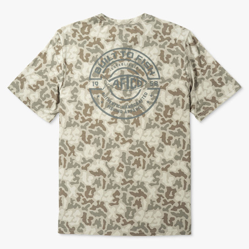 Men's AFTCO Ocean Bound Printed Performance T-Shirt Sand Grouper Camo Swatch