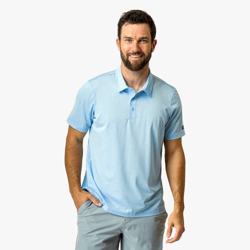Men's AFTCO Adapt Performance Polo Airy Blue Heather Main
