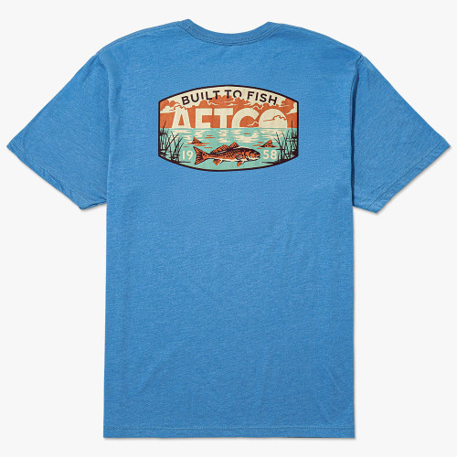 Men's AFTCO Grass Flat T-Shirt Azure Heather Swatch