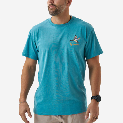 Men's Burlebo Pintail Triangle Duck T-Shirt - Cyan Front Of Shirt