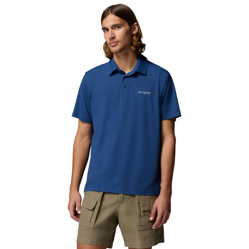 Men's Columbia PFG Solar Stream II Polo Carbon Blue Shirt