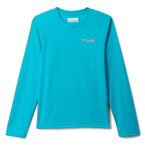 Boys' Columbia Terminal Tackle PFG Fish Bars Ocean Teal Graphic Blue T-Shirt front