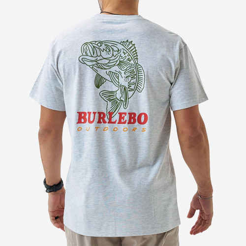 Men's Burlebo Fish Wild T-Shirt - Ash Grey Back Of Shirt