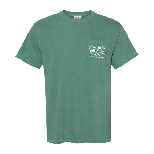Men's Southern Fried Cotton Bass Hunter T-Shirt - Light Green Front Of Shirt
