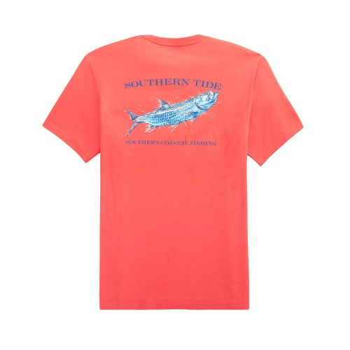 Men's Southern Tide Marlin Deep Sea Fishing Sunset Coral Main