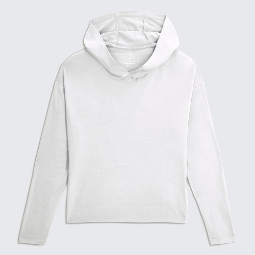 Women's Free Fly Bamboo Crossover White Hoodie flat