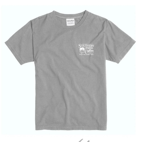 Boys' Southern Fried Cotton Old School Fish Camo T-Shirt - Granite Gray Front Of Shirt
