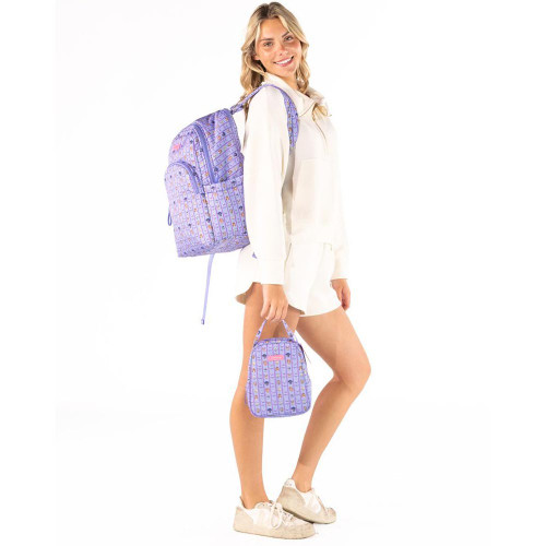 Simply Southern School Lunch Bag Dogs And Bow Model Carrying Lunch Bag And Wearing  Matching Backpack
