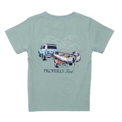 Toddler Boys' Properly Tied Towing The Line T-Shirt - Fog Back View Of Shirt