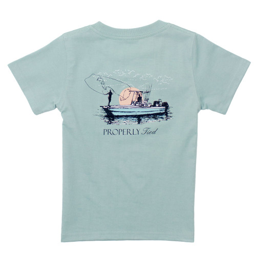 Boys' Properly Tied Cast T-Shirt - Marine Mist Back View Of Shirt