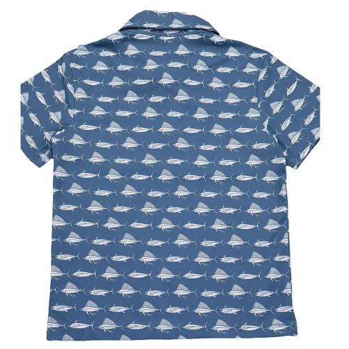 Boys' Saltwater Boys Inshore Performance Polo - Navy/White Fish Back