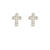 Golden Stella Crystal Cross Earring Rhodium Silver Pair