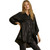 Women's Umgee Satin Collar Button Up Tunic Black Blouse
