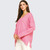 Women's Pinch Soft V Neck Knit Sweater Pink  Side