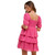 Women's Wishlist Puff Sleeve Tiered Mini Fuchsia Dress back