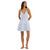 Women's Vintage Havana Rib Knit Twist Front Mini Dress Coastal Blue Front Model View