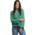 Women's Southern Shirt Feather Knit Mockneck Sweater Aloe Green Front Model
