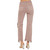 Women's Risen High Rise Distressed Knee Crop Straight Pants Mauve Back