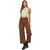 Women's Hidden Nori High Waist Wide Leg Denim Pants - Chestnut Model