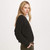 Women's Dear John Fantine Crew Neck Long Sleeve Sweater - Black Side