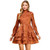 Women's TCEC Mock Neck Dress With Ruffles Rust Main