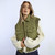 Women's Molly Bracken Woven Quilted Vest - Khaki Front